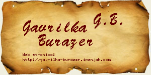 Gavrilka Burazer vizit kartica